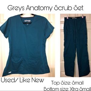 Greys Anatomy Scrub Set Top Small Bottoms XS